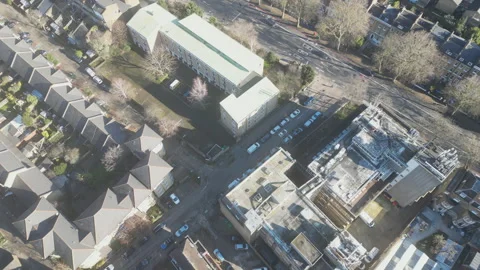 A high angle drone shot of the blocks of houses in London. Stock Footage 300844487