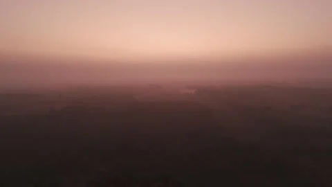 High angle drone shot of blurry purplish sky above atmosphere. Smogy skyscape. Stock Footage 301271064