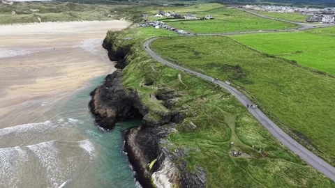High-angle drone shot of the coast near Bundoran, Ireland. Stock Footage 342717350