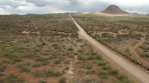 High Angle Drone of US border fence Arizona/Mexico Stock-Footage 63629347