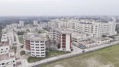 High Angle Drone View of Kushtia Medical College Buildings Stock Footage 334602227
