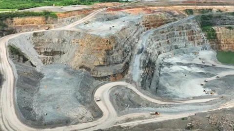 High angle drone view of a massive gold mine. Video stock 342101918