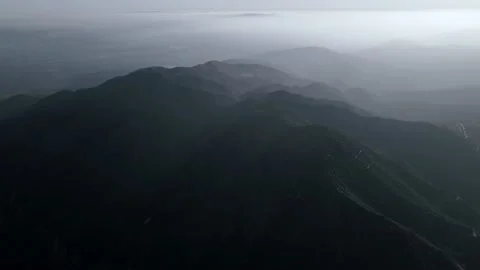 High-angle drone view of San Gabriel Mountains, aerial footage of Mount Baldy Video stock 164628153