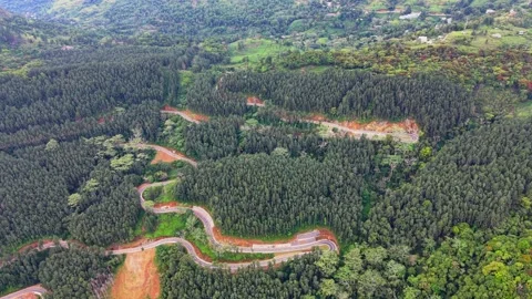 High-Angle Drone View of Ten Bends Road in Suriyakanda, Sri Lanka Stock Footage 345663164