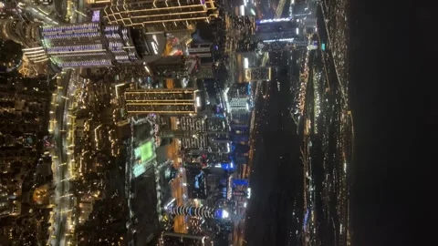 High angle Dubai cityscape at night Stock Footage 274401725