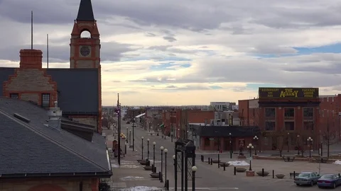 A high angle establishing shot of downtown Cheyenne, Wyoming. Stockbeeldmateriaal 79497995