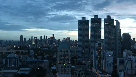 High angle evening Timelapse of Bangkok downtown cityscape. Stock Footage 111685275
