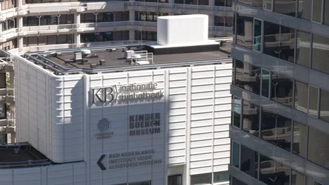 High Angle of exterior of libraries and museum in The Hague, The Netherlands Vídeos de archivo 250847630