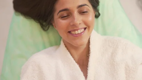 High Angle of Female Profile Under Hair Mesotherapy Treatment While Doctor Stock Footage 106663080