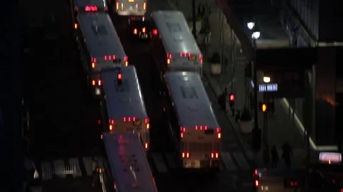 High Angle firetrucks, captured at night Stock Footage 71989073