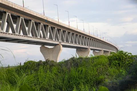 High angle Focus of Padma Bridge In Bangladesh Stock Photos