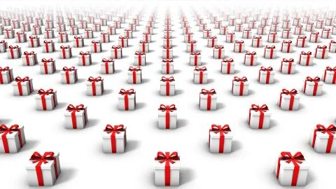 High angle front view of endless gift boxes Foto stock