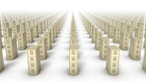 High angle front view of endless File Cabinets (Beige) Foto stock