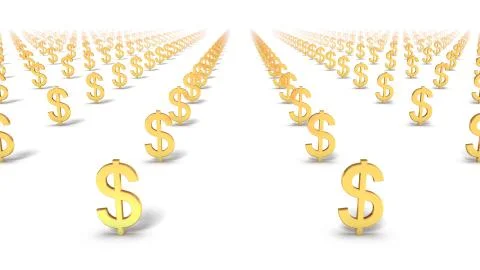 High angle front view of endless Dollar Signs Foto stock