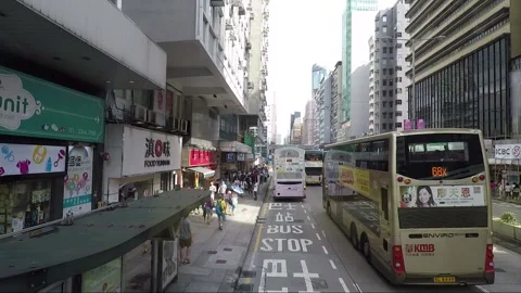 High angle front view vehicle shot, Nathan road, Kowloon, Hong Kong Stock Footage 159954184