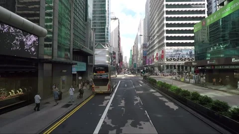 High angle front view vehicle shot, Nathan road, Kowloon, Hong Kong Stock Footage 159971563