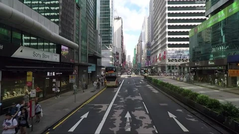 High angle front view vehicle shot, Nathan road, Kowloon, Hong Kong Stock Footage 159971801