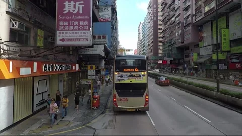 High angle front view vehicle shot, Nathan road, Kowloon, Hong Kong 库存影片 161029498