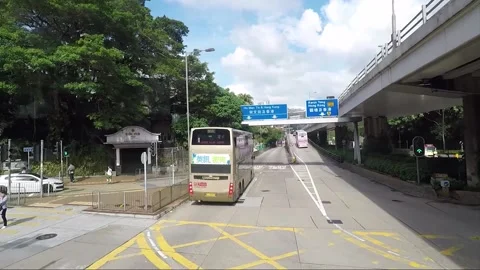 High angle front view vehicle shot, West Kowloon Corridor, Kowloon, Hong Kong Stock Footage 161061584