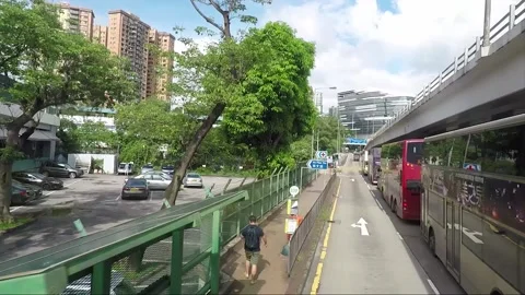 High angle front view vehicle shot, West Kowloon Corridor, Kowloon, Hong Kong Stock Footage 161063834