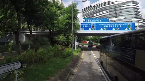 High angle front view vehicle shot, West Kowloon Corridor, Kowloon, Hong Kong Stock Footage 161064656
