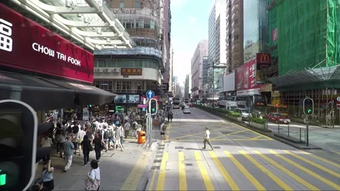 High angle front view vehicle shot, Nathan road, Kowloon, Hong Kong Stock Footage 161067439