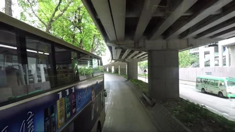 High angle front view vehicle shot, West Kowloon Corridor, Kowloon, Hong Kong Stock Footage 161097191