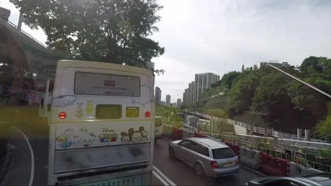 High angle front view vehicle shot, West Kowloon Corridor, Kowloon, Hong Kong Stock Footage 161338604
