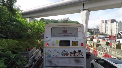 High angle front view vehicle shot, West Kowloon Corridor, Kowloon, Hong Kong Stock-Footage 161415853