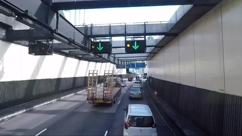 High angle front view vehicle shot, Canal Road Flyover, Wan Chai, Hong Kong Stock Footage 161887578
