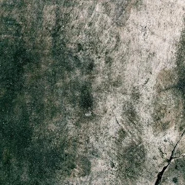 High-angle full frame shot of an old weathered concrete surface with dark moss. Stock Photos