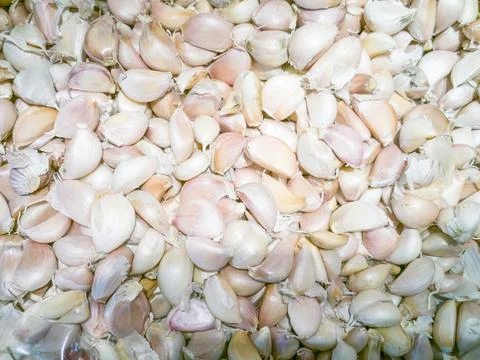 High angle. Garlic granules, placed in bulk Stock Photos