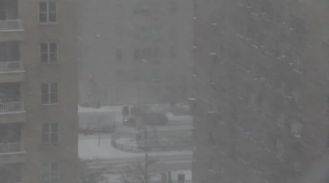 High Angle of Heavy Snow on Park Avenue in New York City Blizzard Stock Footage 53881725