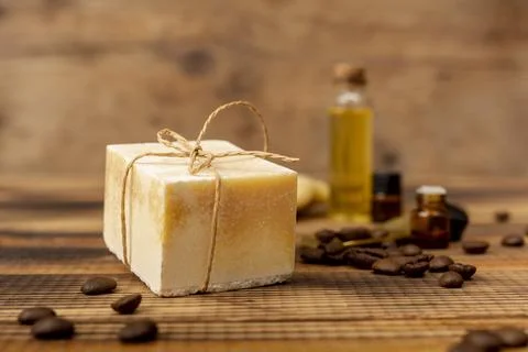 High angle home made soap Stock Photos