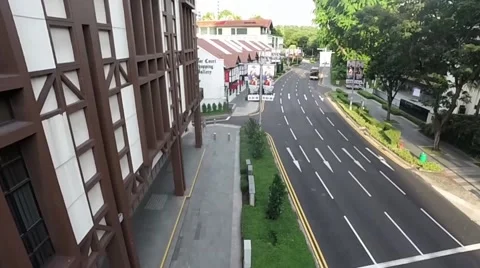 High angle jib down shot of Orchard Road version 2 스톡 동영상 50401215