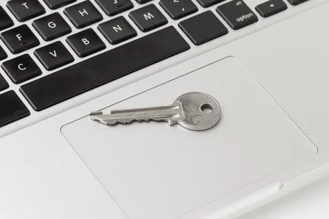 High angle key laptop Stock Photos