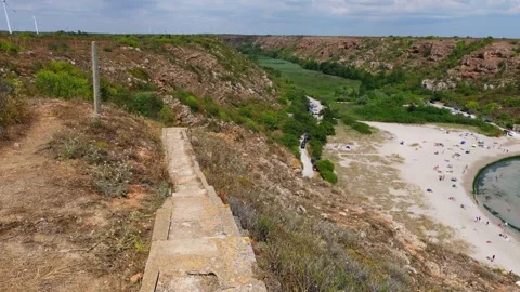 High-angle landscape of the romantic Bola Beach Stock Footage 315414944