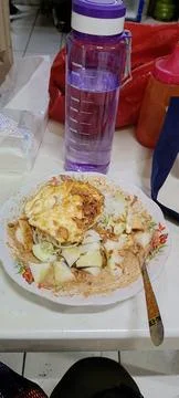 High angle of light dinner and a drinking bottle on the table Stock Photos