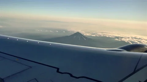 High angle looking down to mountain from airplane window, Oregon - 4K Stock Footage 219271361