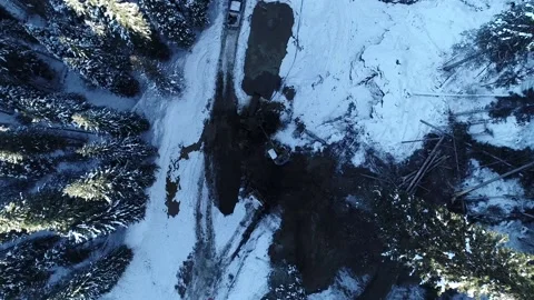 High Angle Machines Working on Mine Drone Shot Stock Footage 146612655