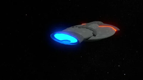 A high angle medium sized Spaceship Flyby panning shot Stock Footage 44400542