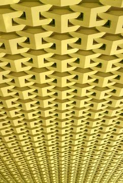 High angle of metallic yellow wall 3D pattern surface 스톡 사진