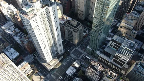High Angle, Midtown East, NYC during Coronavirus Outbreak, April 2020 Stockbeeldmateriaal 128549035