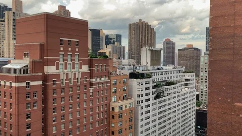 High Angle Midtown NYC view Lexington Avenue facing East on 35th Street Stock Footage 123430895