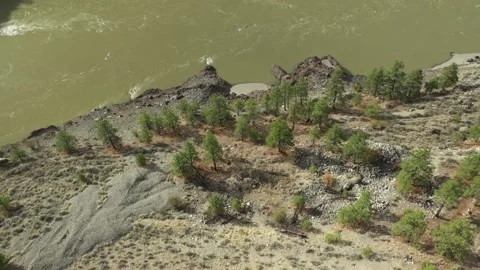 High Angle Mountain River Drone Shot Stock Footage 146553644