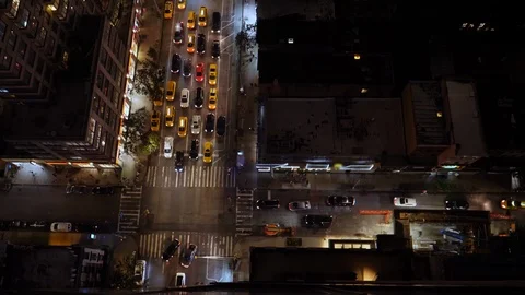 High Angle Night View of Typical Manhattan Intersection  	 Vídeos de archivo 96224684