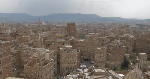 High Angle of the Old City of Sana'a, Yemen (4K) Stock Footage 46029668