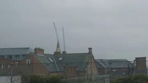 High angle over the rooftops of Nottingham Stock Footage 112972938