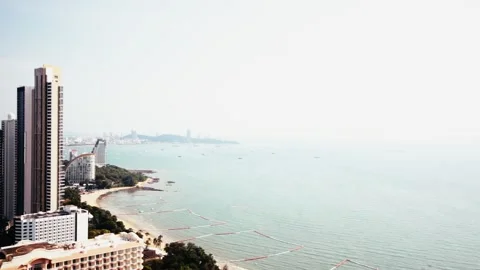 High angle overlooking the building and the sea at Pattaya. Stock Footage 140775232