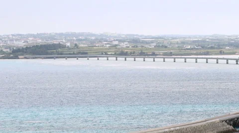 High angle pan view of Irabu Ohashi. Stock Footage 61528513